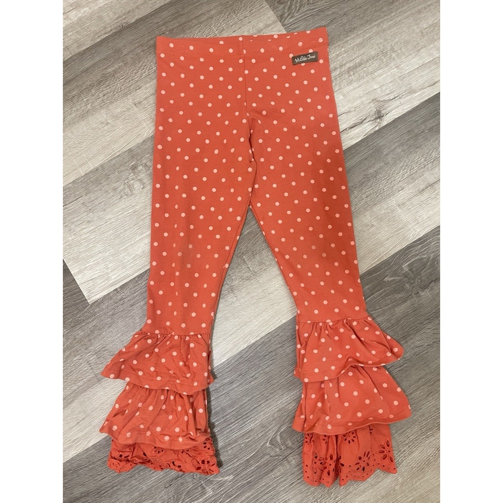 Matilda Jane Heart to Heart Dot Your I's Red Polka Dot Bennys Size 8